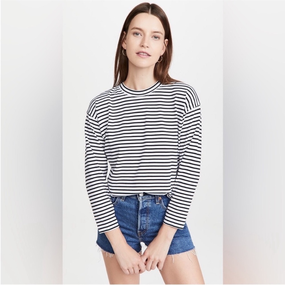 AYR black and white striped French styled long sleeve top sz. XL